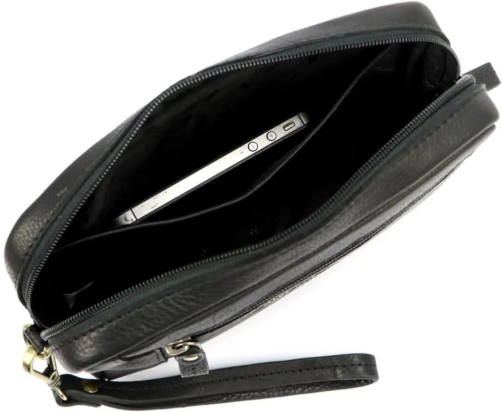 Pierre Cardin Elegant Belt Bag for Men - Leather Bag Men, Small Bag for Men 23 cm x 15 cm x 6 cm, black