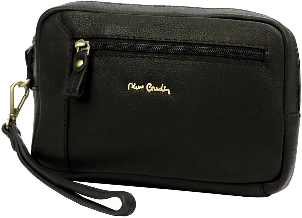 Pierre Cardin Elegant Belt Bag for Men - Leather Bag Men, Small Bag for Men 23 cm x 15 cm x 6 cm, black