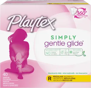 Playtex Gentle Glide Tampons with Triple Layer Protection, Regular, Unscented - 40 Count (Pack of 1)