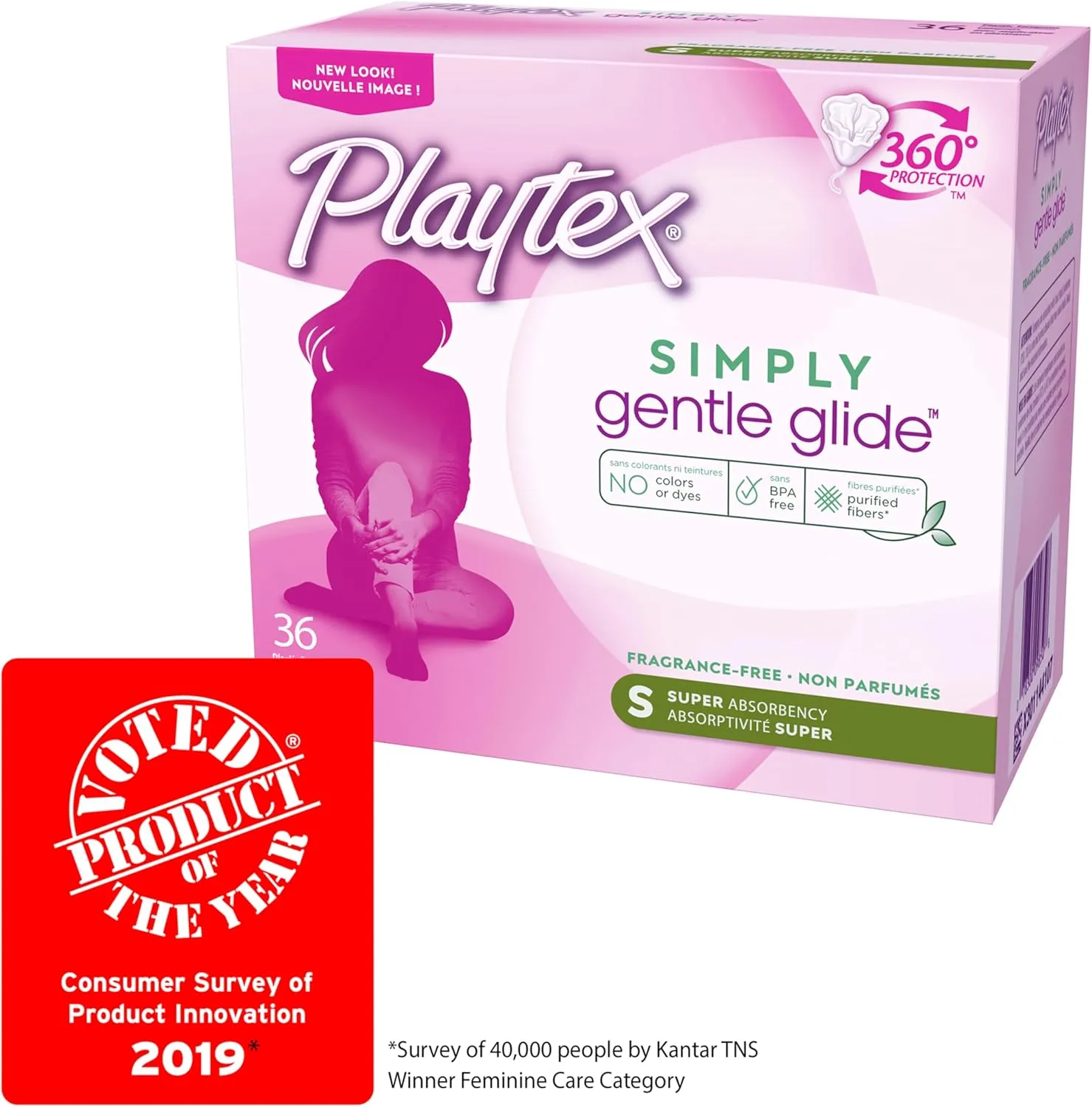 Playtex Simply Gentle Glide Unscented Tampons, Super Absorbency, 36 Count (Pack of 1) (Packaging May Vary)