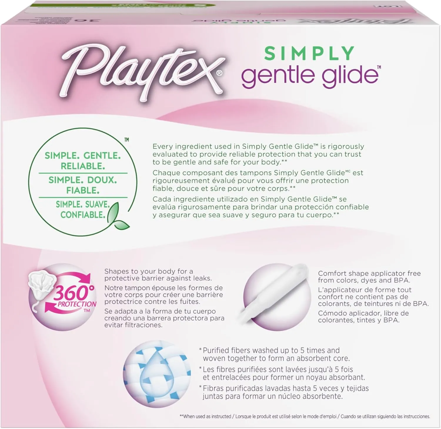 Playtex Simply Gentle Glide Unscented Tampons, Super Absorbency, 36 Count (Pack of 1) (Packaging May Vary)