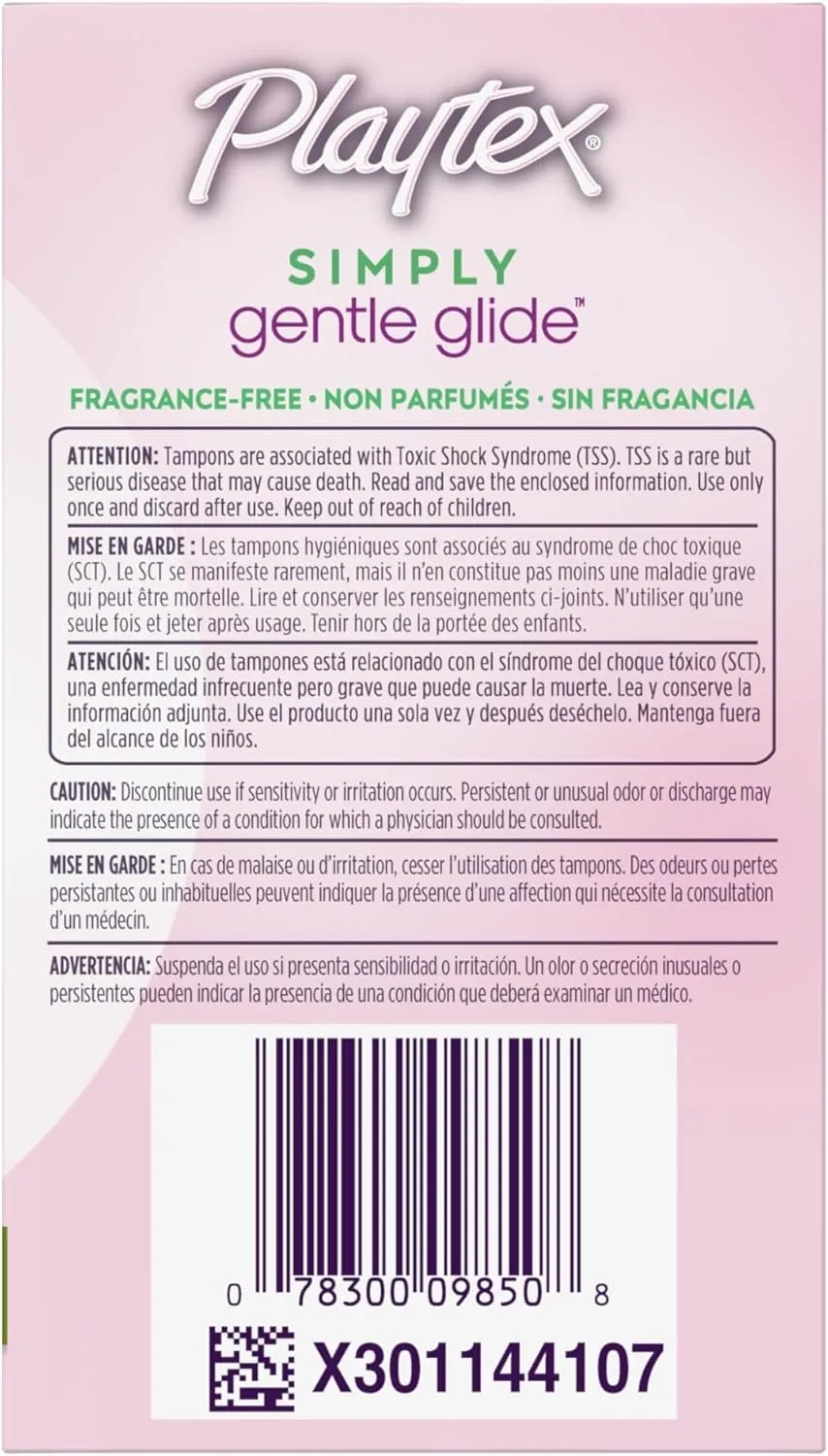 Playtex Simply Gentle Glide Unscented Tampons, Super Absorbency, 36 Count (Pack of 1) (Packaging May Vary)