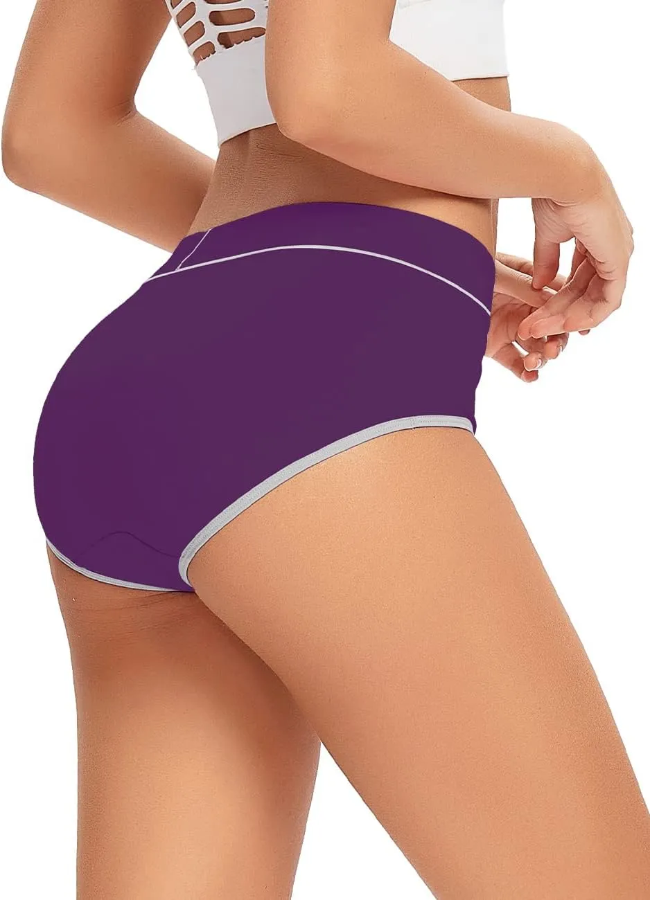 POKARLA Women's Cotton Stretch Underwear Ladies Mid-high Waisted Briefs Panties 5-Pack