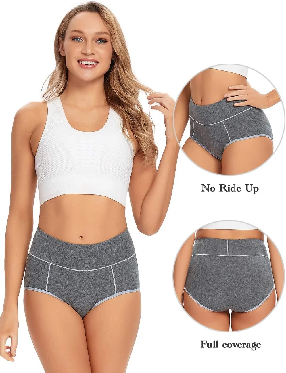 POKARLA Womens Cotton Underwear High Waist Full Coverage Briefs Soft Breathable Postpartum Panties Stretch Underpants
