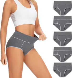 POKARLA Womens Cotton Underwear High Waist Full Coverage Briefs Soft Breathable Postpartum Panties Stretch Underpants