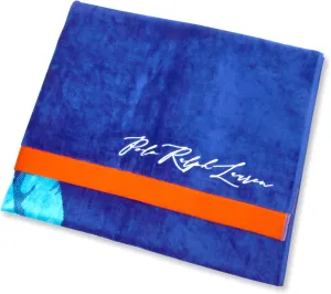POLO RALPH LAUREN Mens Large Signature Big Pony Beach Towel 66" x 35", (Royal Blue/Orange)
