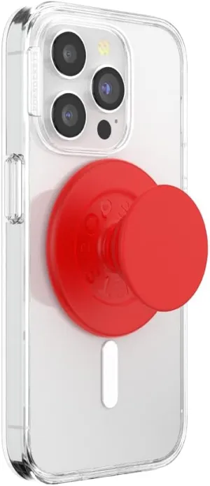 PopSockets Round Phone Grip Compatible with MagSafe, Adapter Ring Included, Phone Holder, Wireless Charging Compatible - Basic Rosso