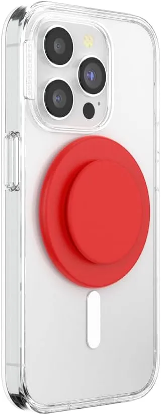 PopSockets Round Phone Grip Compatible with MagSafe, Adapter Ring Included, Phone Holder, Wireless Charging Compatible - Basic Rosso