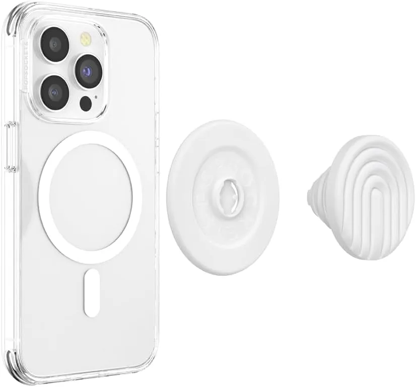 PopSockets Round Phone Grip Compatible with MagSafe, Adapter Ring Included, Phone Holder, Wireless Charging Compatible - Coconut Creme