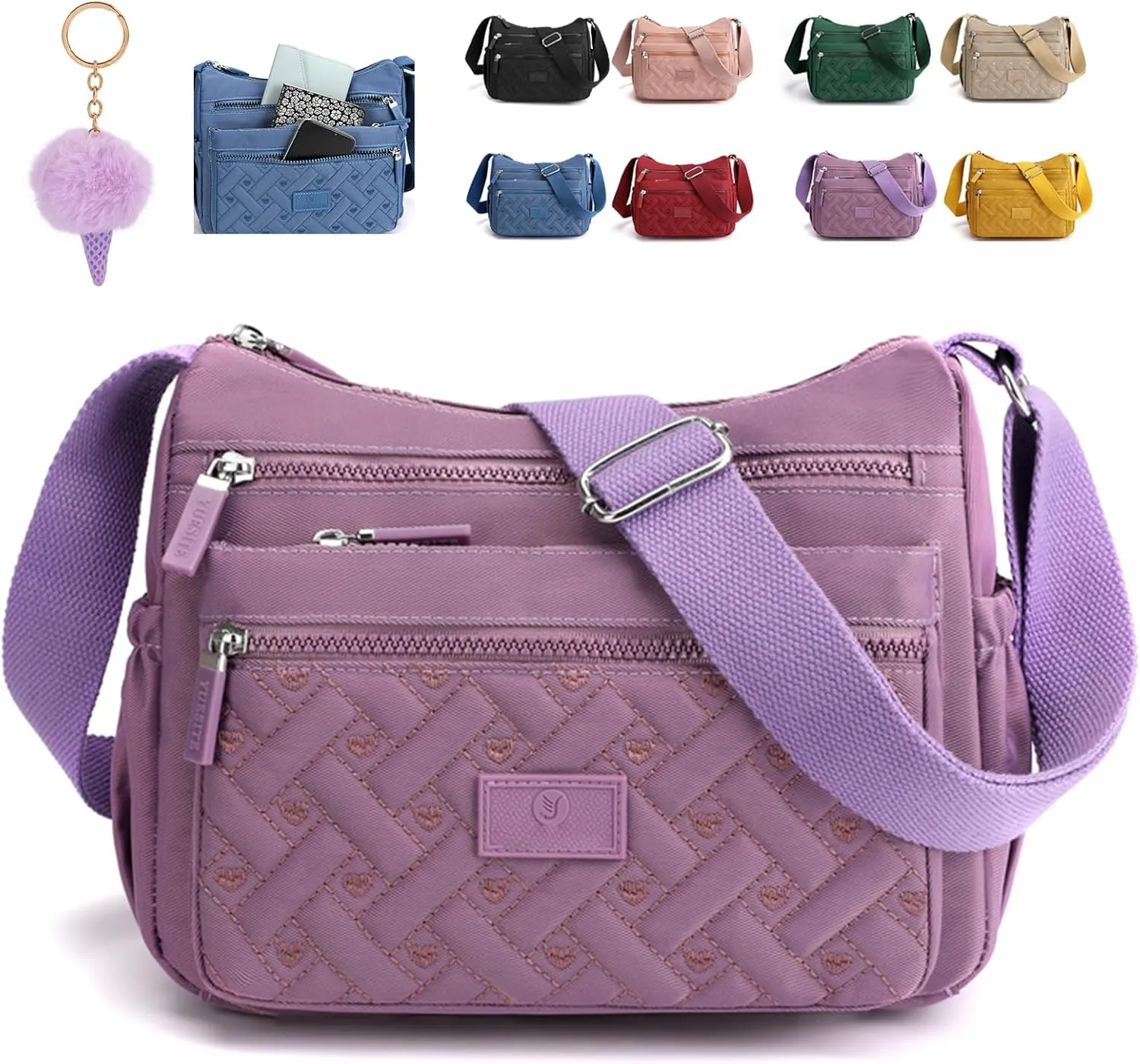 Popularate Crossbody, Lightweight Large Capacity Classic Small Popularate Bag, Nylon Shoulder Messenger Bag for Woman