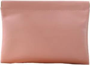 Portable Leather Self-Closing Mini Makeup Bag Lipstick Bag PU Leather Waterproof Automatic Closure Cosmetic Bag for Travel Outin Storage Organiser(Pink,18x14cm(1pcs))