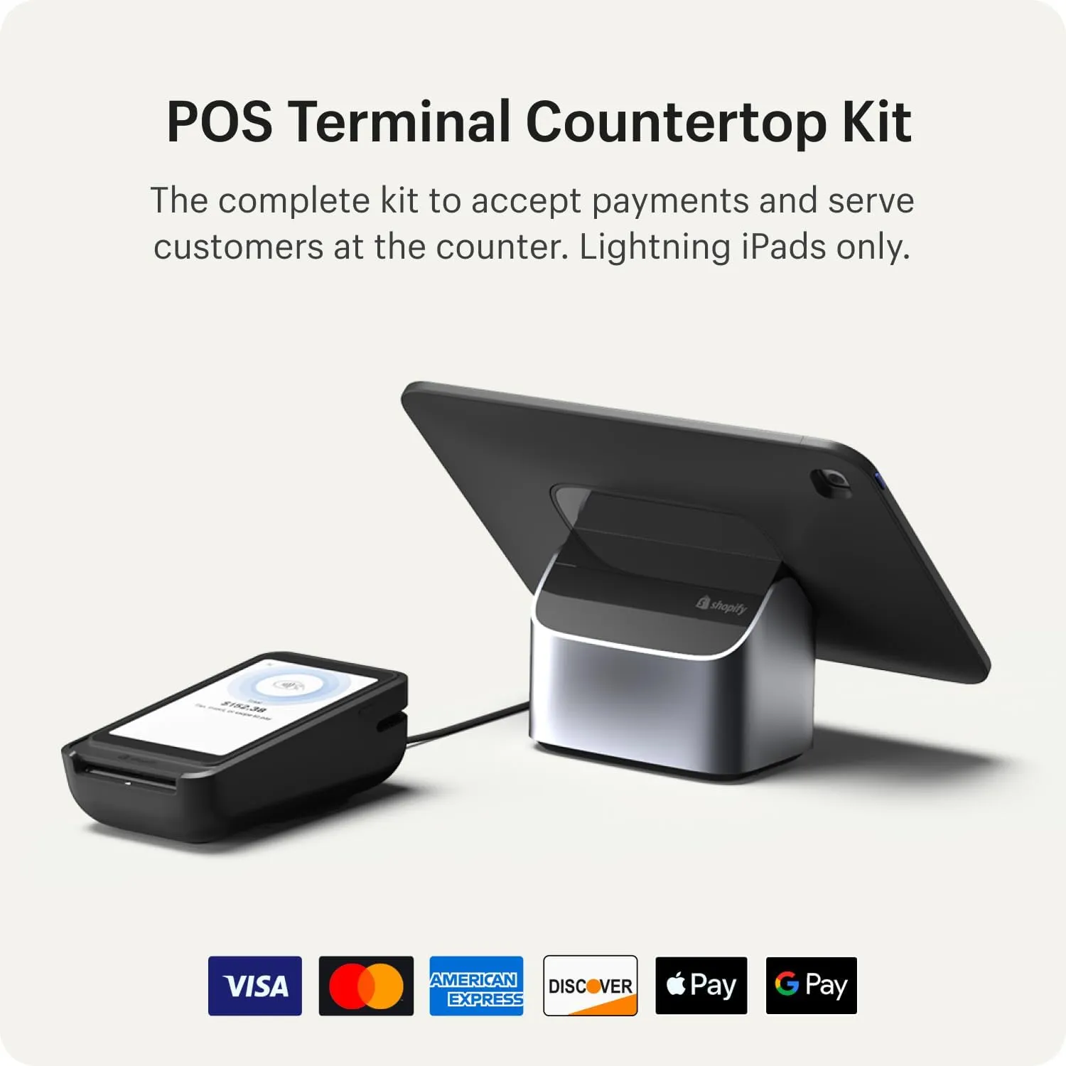 POS Terminal Countertop Kit for Lightning iPads – Payment Terminal/Card Reader & Tablet Stand | Powered by Shopify POS