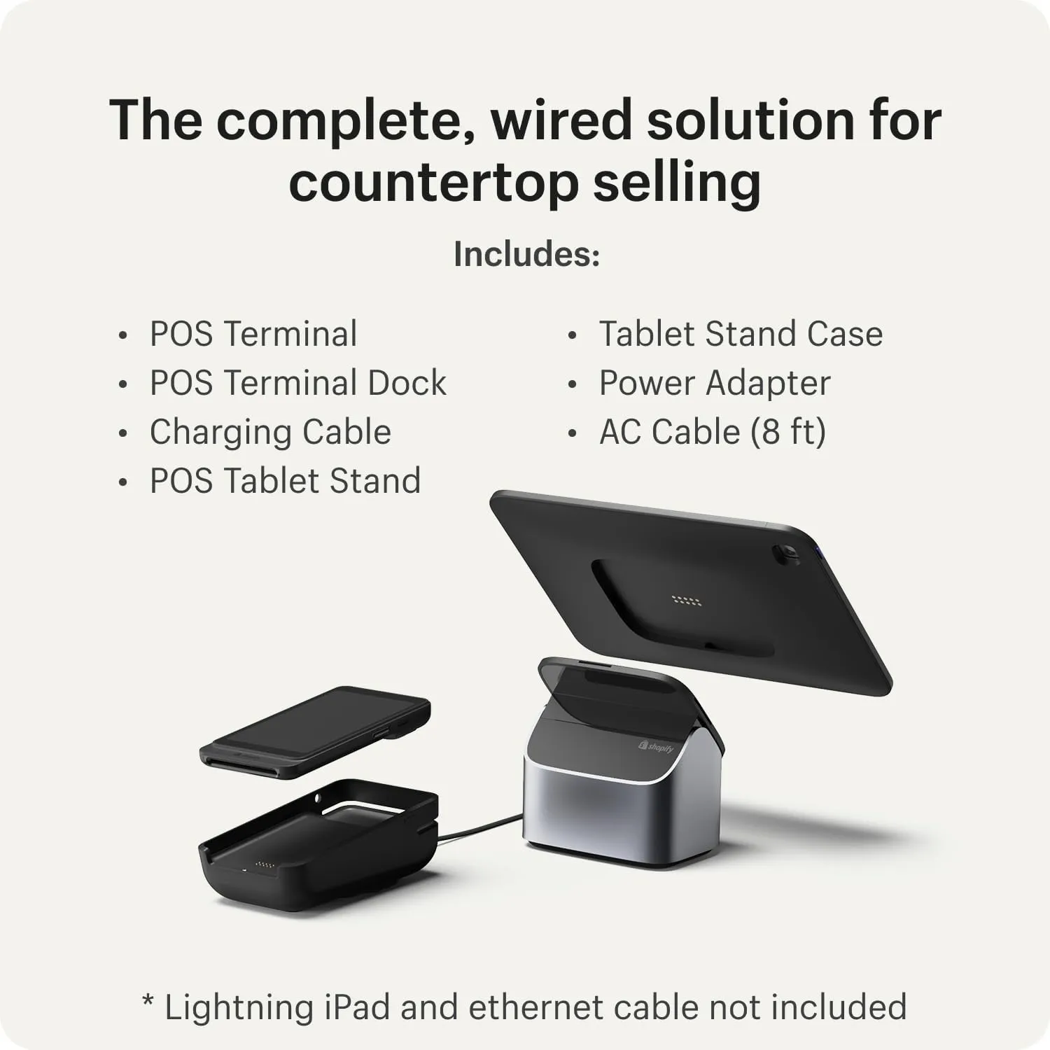 POS Terminal Countertop Kit for Lightning iPads – Payment Terminal/Card Reader & Tablet Stand | Powered by Shopify POS