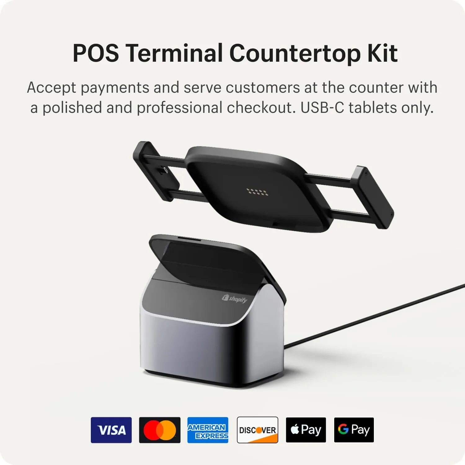 POS Terminal Countertop Kit for USB-C Tablets - Payment Terminal/Card Reader & Tablet Stand | Powered by Shopify POS