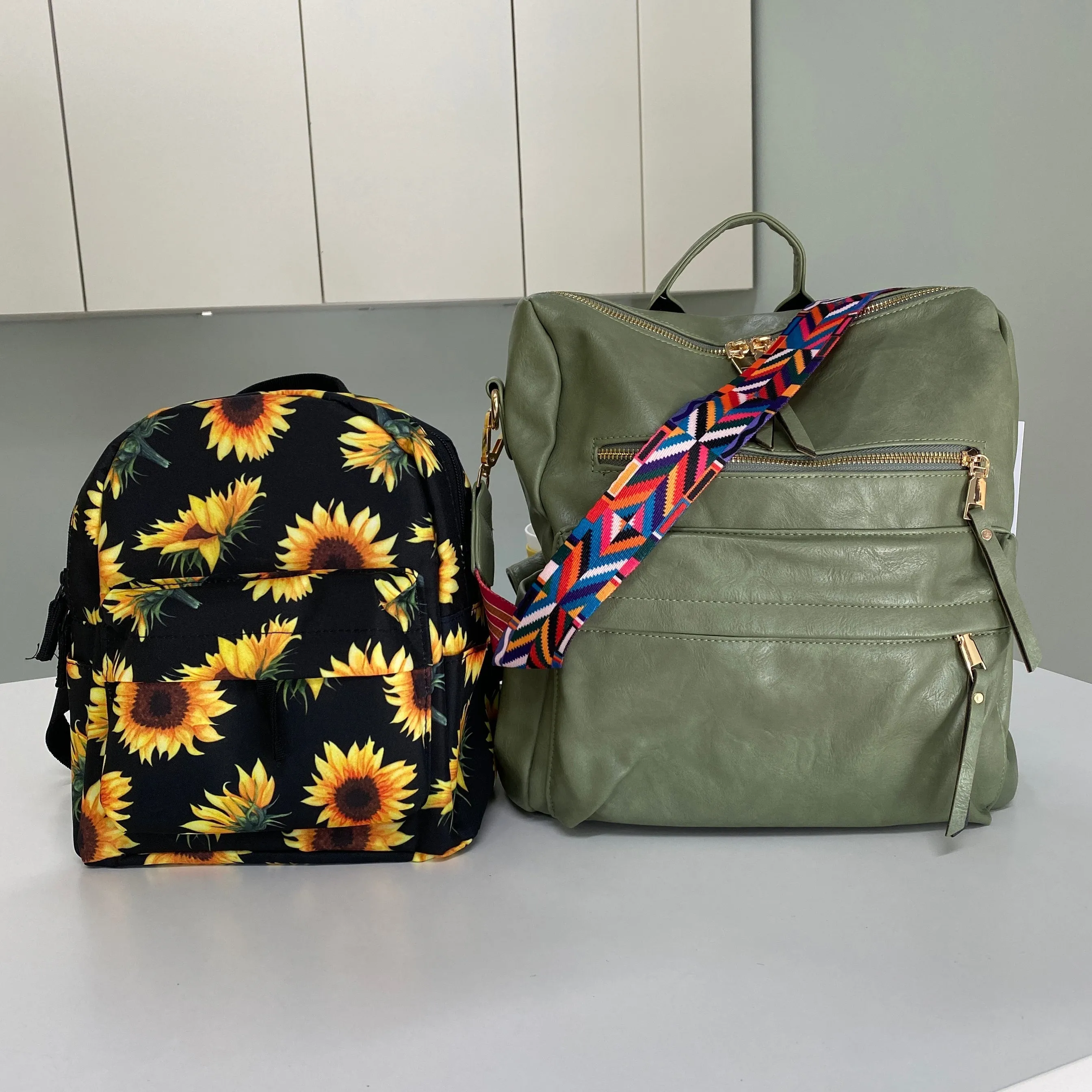Pouch & Mini Backpack Set - Floral Stripe