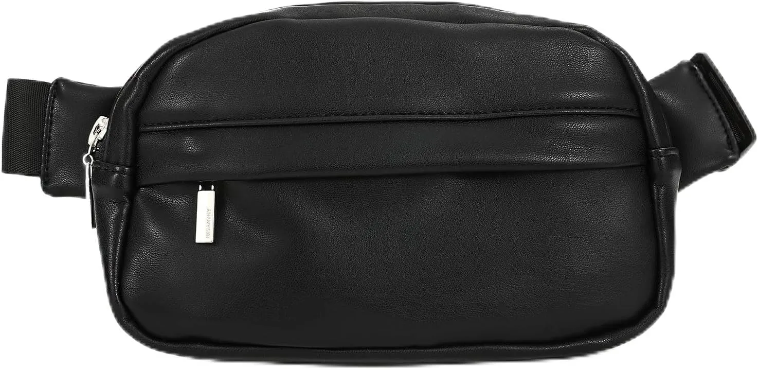 Premium Soft Leather Crossbody Bag - Stylish Waist Belt Bag Fanny Pack for Workout Running Traveling