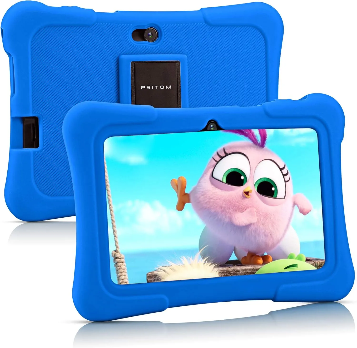 PRITOM 7 inch Kids Tablet, Quad Core Tablet Android, 32GB, WiFi, Bluetooth, Dual Camera, Educationl, Games,Parental Control, Kids Software Pre-Installed with Silicone Case (Dark Blue)
