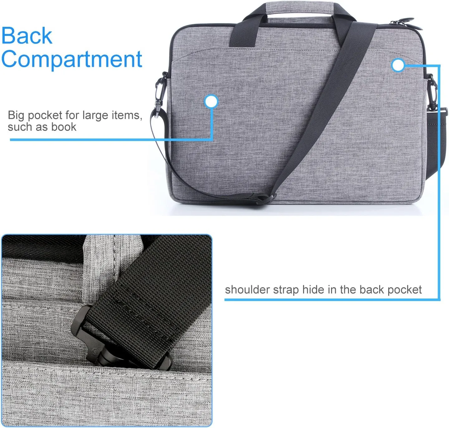 ProCase 13-13.5 Inch Laptop Sleeve Tote Bag with Shoulder Strap and Handle for Laptop Ultrabook MacBook Pro Air Surface Chromebook Notebook Acer Asus Dell HP Lenovo Galaxy Sony Toshiba -Grey