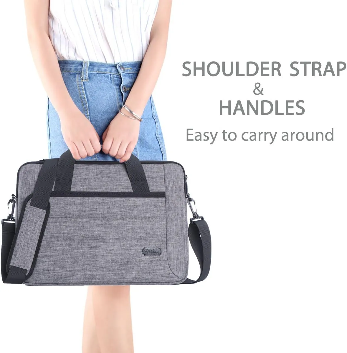 ProCase 13-13.5 Inch Laptop Sleeve Tote Bag with Shoulder Strap and Handle for Laptop Ultrabook MacBook Pro Air Surface Chromebook Notebook Acer Asus Dell HP Lenovo Galaxy Sony Toshiba -Grey