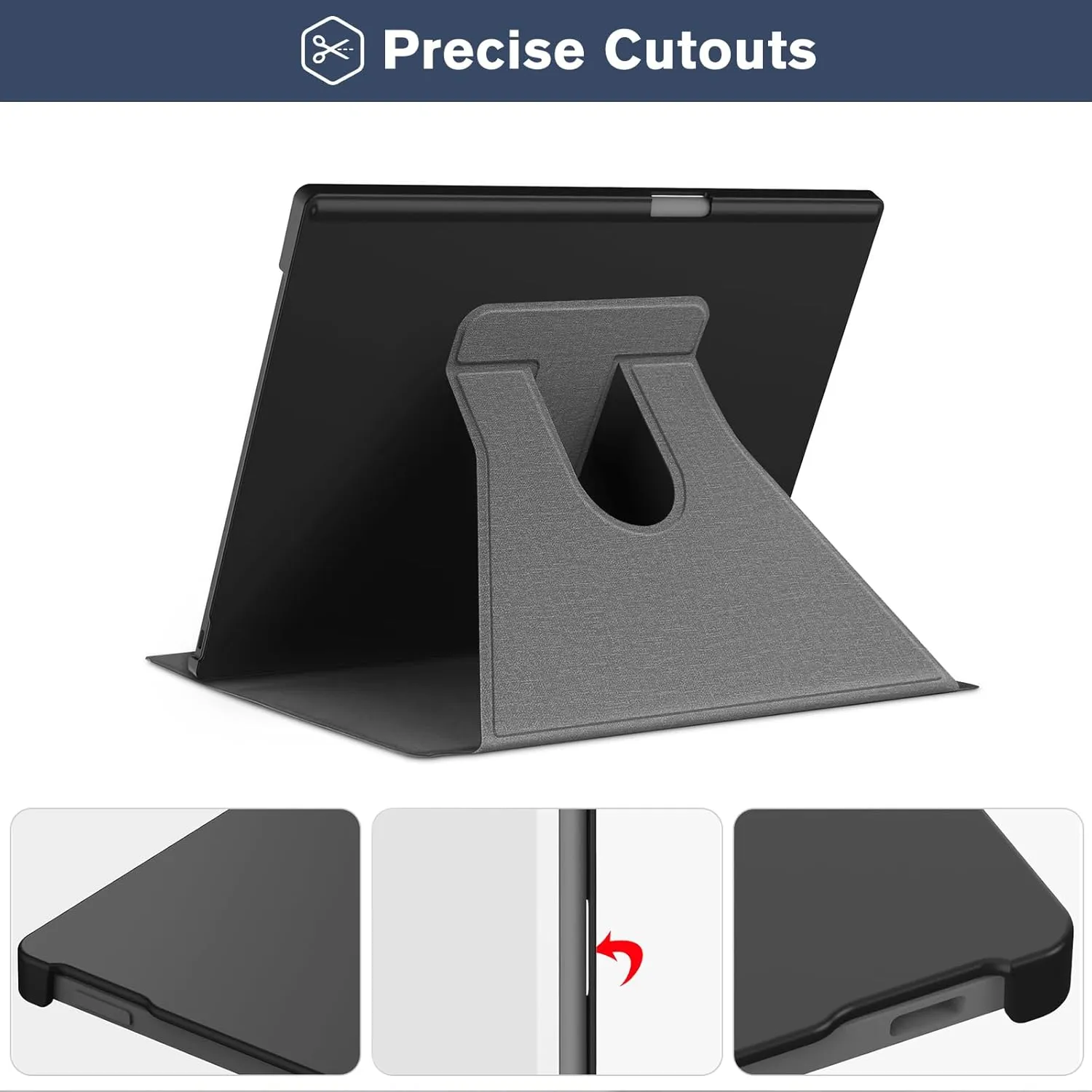ProCase for Remarkable Paper Pro Tablet 11.8" 2024 Release Case with Pencil Holder, 360 Degree Rotation Protective Stand Cover Folio Smart Shockproof -Grey