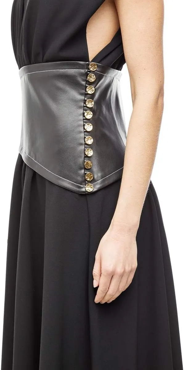 Proenza Schouler Crepe Asymmetrical Dress with Leather Waistband