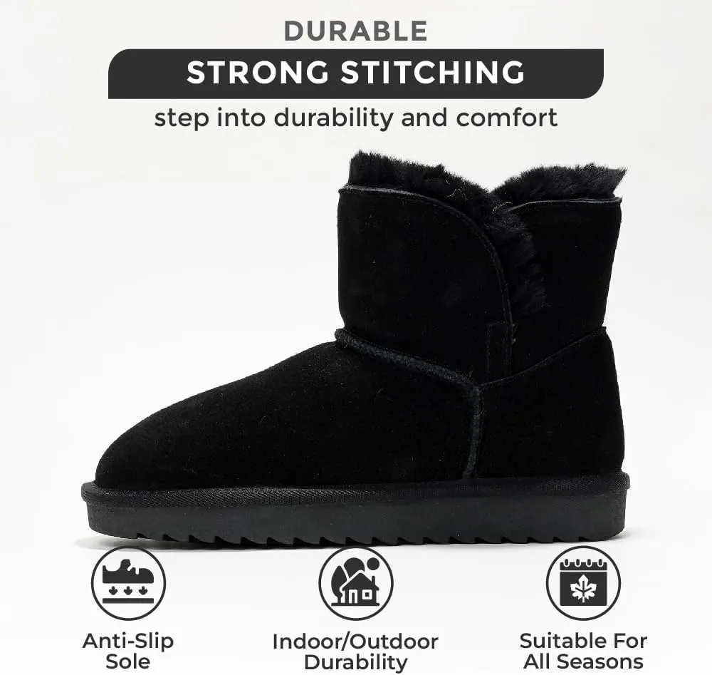 Project Cloud 100% Genuine Suede Boots for Women - Fur Lined Ankle Womens Boots - Comfortable Booties for Women with Memory Foam - Perfect Fur Snow Womens Booties 2025 (Timmy)