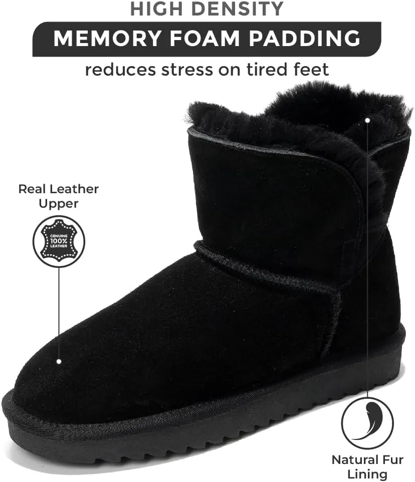 Project Cloud 100% Genuine Suede Boots for Women - Fur Lined Ankle Womens Boots - Comfortable Booties for Women with Memory Foam - Perfect Fur Snow Womens Booties 2025 (Timmy)