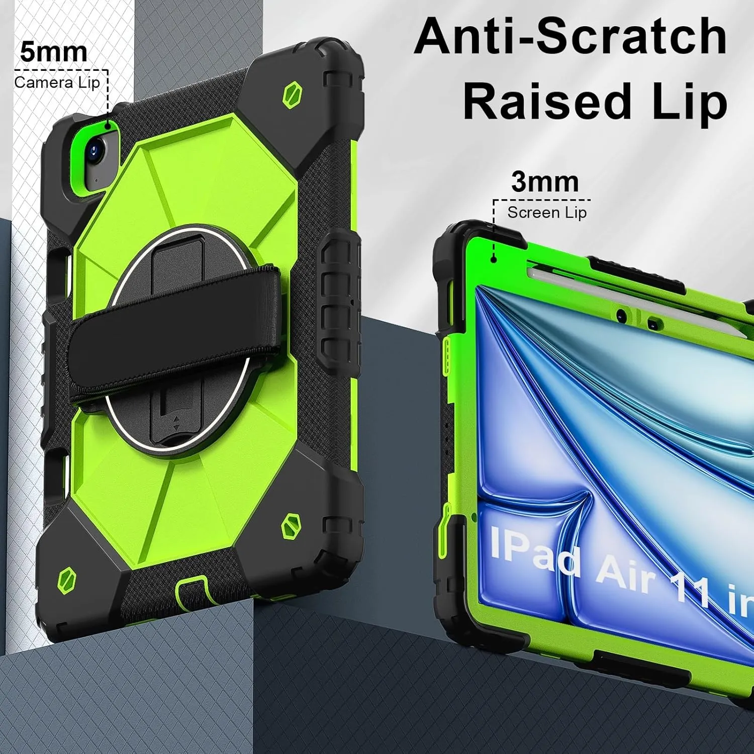 Protective Tablet Case Compatible with iPad Air 11inch M2 A2902 Released 2024 Shockproof Kids Case,[Kickstand] [Shoulder Strap] 360 Degree Rotating Hand Strap Stand Bracket Heavy Duty Rugged Cover Hea
