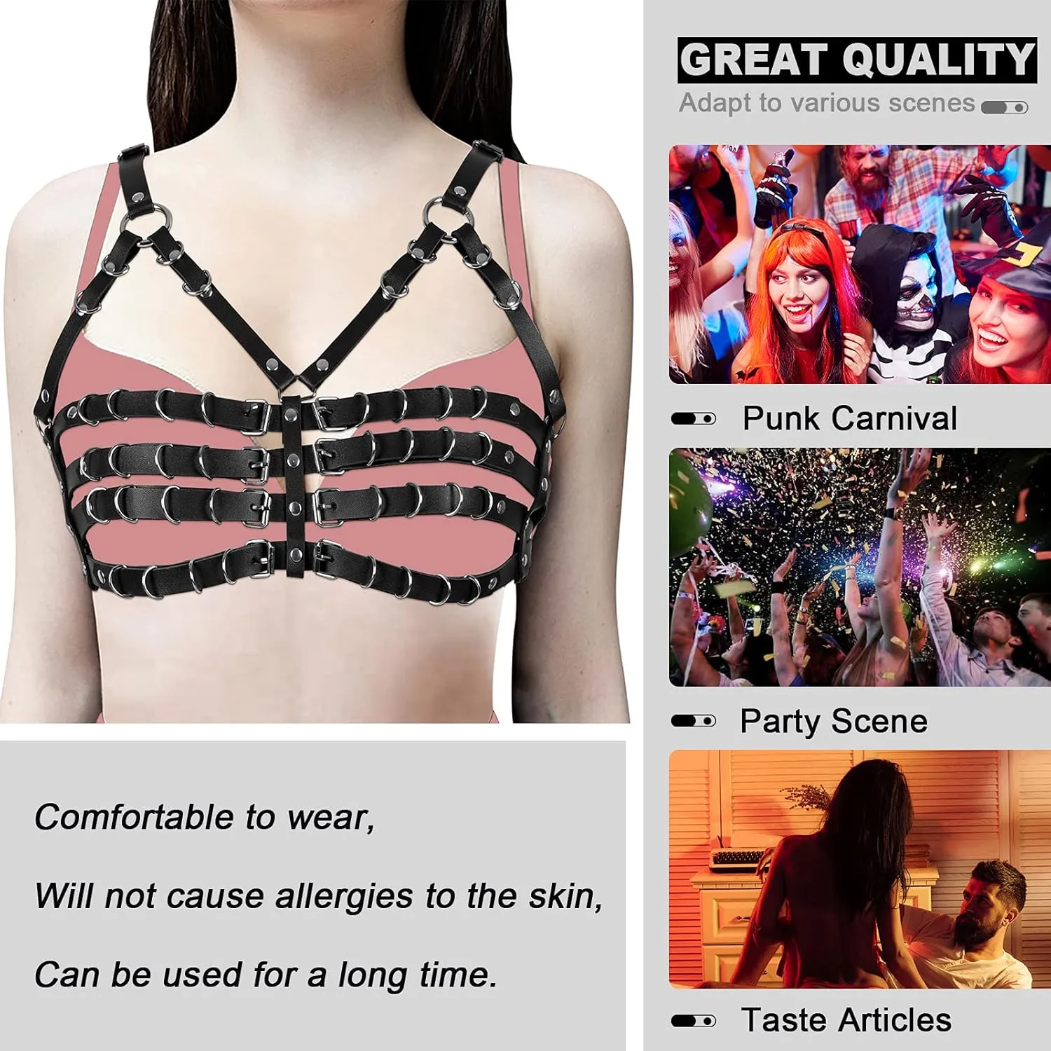 Punk Waist Cage Body Chain Leather Harness Lingerie Body Jewelry Accessories for Women and Girls