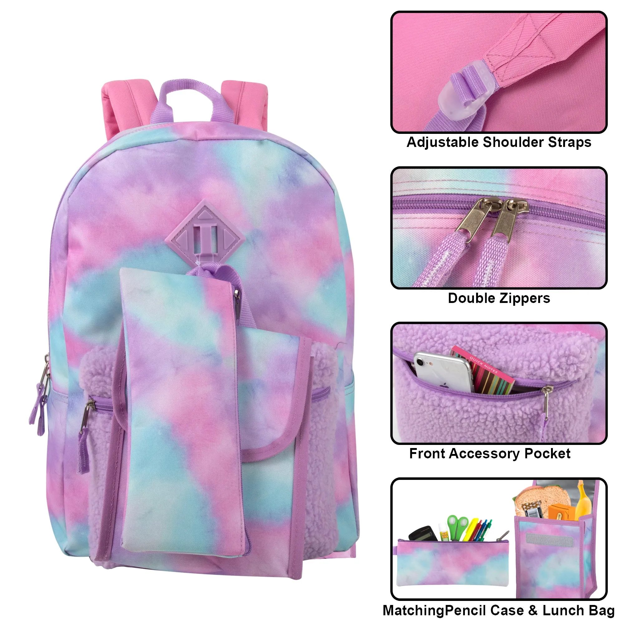 Purple Cloud Themed Backpack Set with Lunch Bag & Pencil Case Wholesale