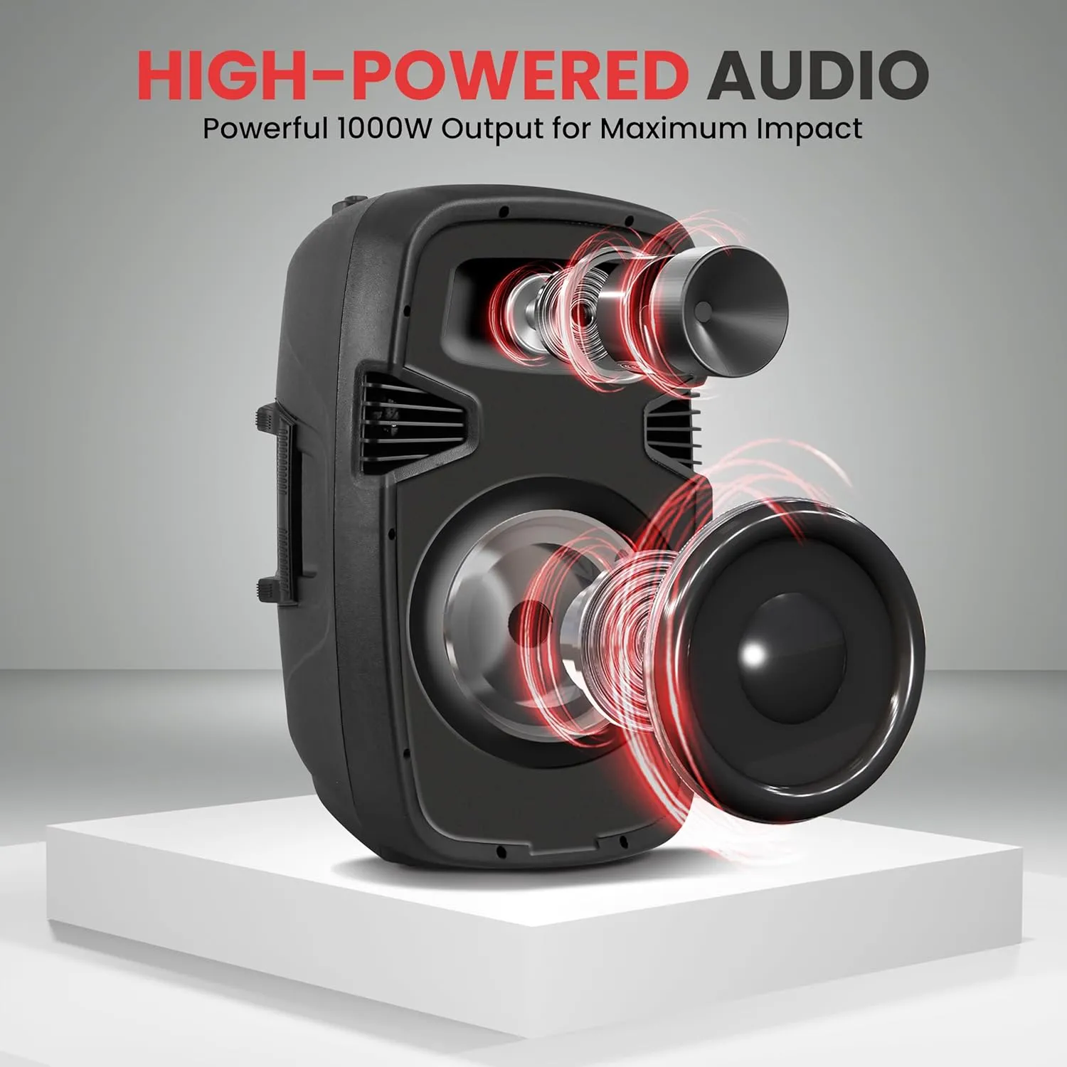 Pyle Wireless Portable PA system - 1000W High Powered Bluetooth Compatible Active   Passive Pair Outdoor Sound Speakers w/ USB SD MP3 AUX - 35mm Mount, 2 Stand, Microphone, Remote - Pyle PPHP1049KT