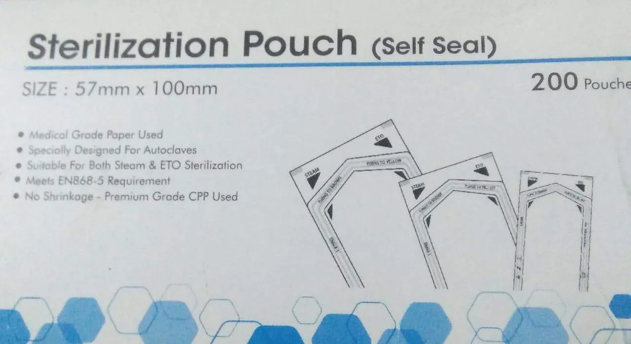 pyrax self seal sterilization pouch (57x100 mm), 200 pouches