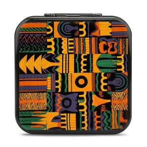 QMNBTES African Ethnic Pattern Switch Game Case Switch Game Holder Cartridge Case Storage 24 Games & 2 Micro Sd Card Slots, Travel Carry Cases, Portable Games Card Storage, Hard Shell, Buckle Closure