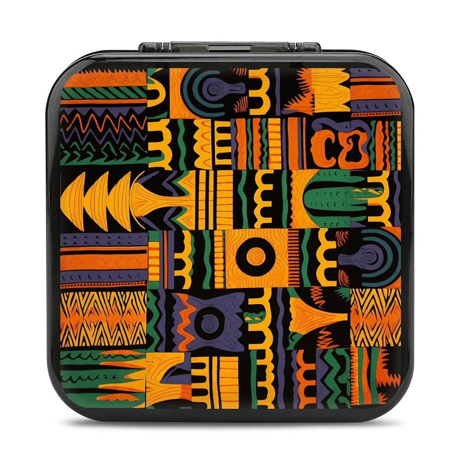 QMNBTES African Ethnic Pattern Switch Game Case Switch Game Holder Cartridge Case Storage 24 Games & 2 Micro Sd Card Slots, Travel Carry Cases, Portable Games Card Storage, Hard Shell, Buckle Closure