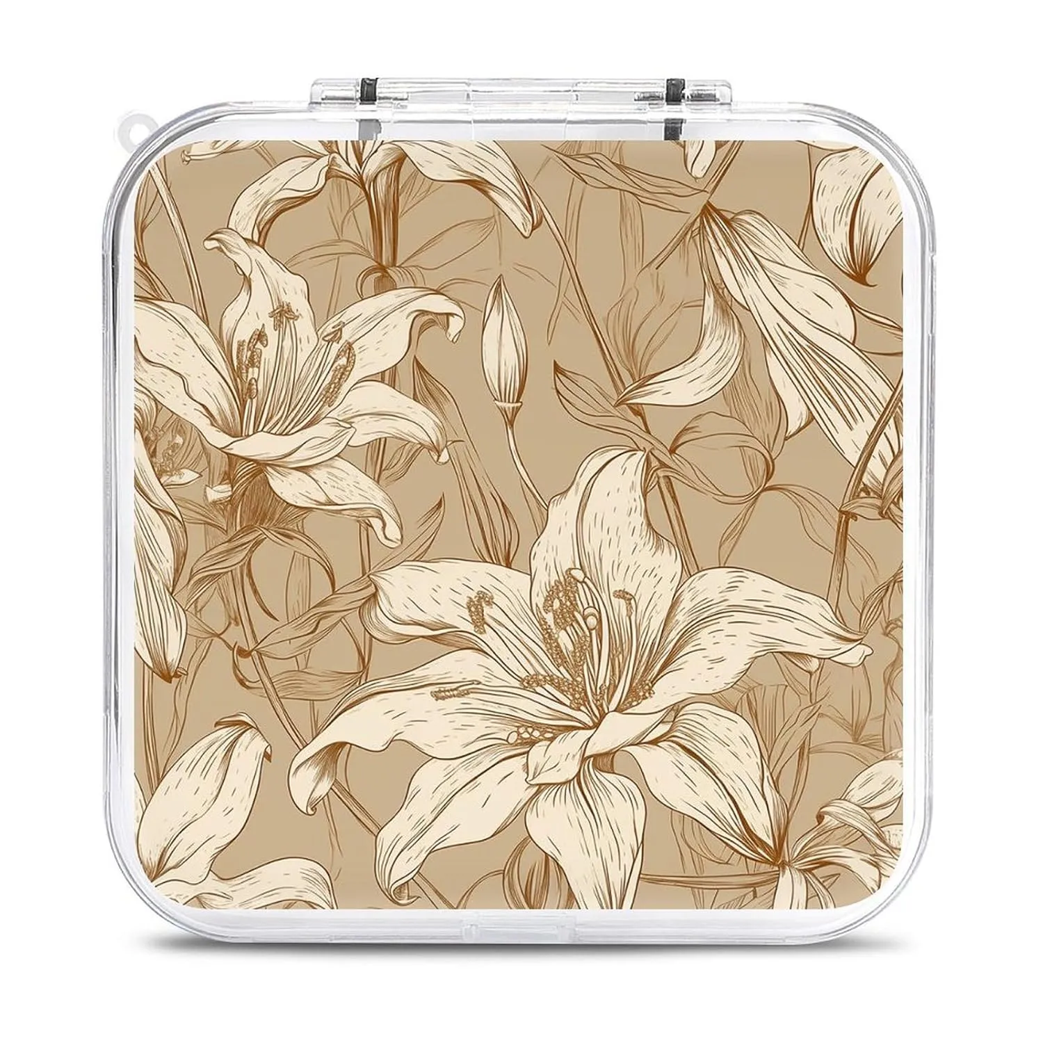QMNBTES Beige Line Drawing Switch Game Case Switch Game Holder Cartridge Case Storage 12 Games & 2 Micro Sd Card Slots, Travel Carry Cases, Portable Games Card Storage, Hard Shell, Buckle Closure