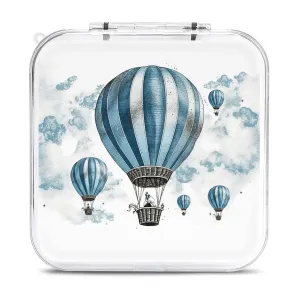 QMNBTES Blue Hot Air Balloon Switch Game Case Switch Game Holder Cartridge Case Storage 12 Games & 2 Micro Sd Card Slots, Travel Carry Cases, Portable Games Card Storage, Hard Shell, Buckle Closure