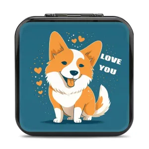 QMNBTES Corgi I Love You Switch Game Case Switch Game Holder Cartridge Case Storage 24 Games & 2 Micro Sd Card Slots, Travel Carry Cases, Portable Games Card Storage, Hard Shell, Buckle Closure