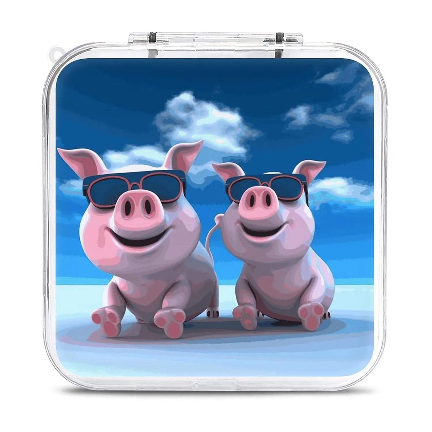 QMNBTES Funny 3D Piggies Switch Game Case Switch Game Holder Cartridge Case Storage 12 Games & 2 Micro Sd Card Slots, Travel Carry Cases, Portable Games Card Storage, Hard Shell, Buckle Closure