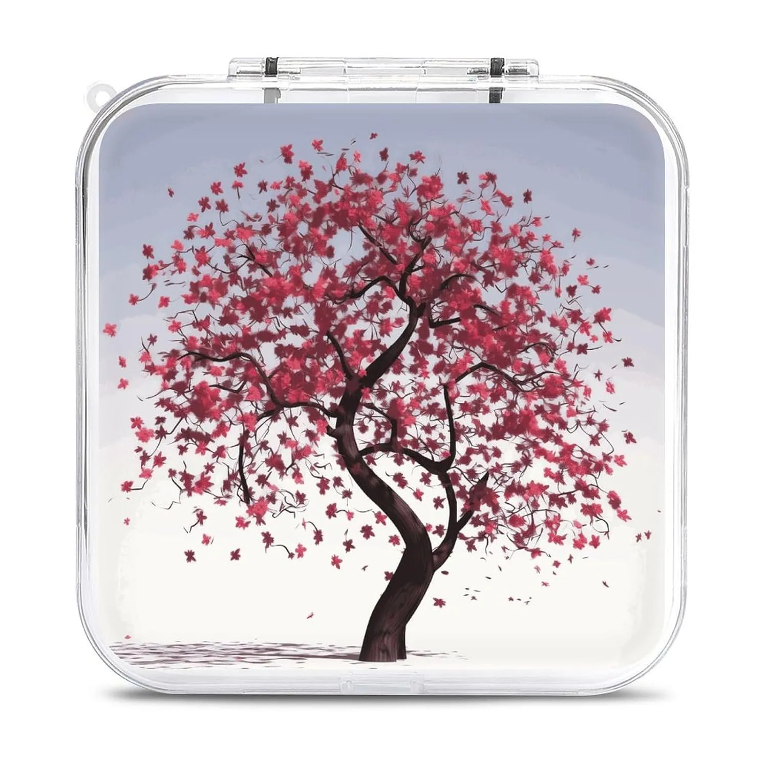 QMNBTES Japanese Cherry Tree Switch Game Case Switch Game Holder Cartridge Case Storage 12 Games & 2 Micro Sd Card Slots, Travel Carry Cases, Portable Games Card Storage, Hard Shell, Buckle Closure