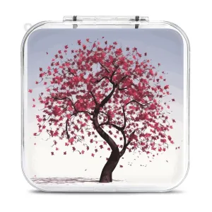QMNBTES Japanese Cherry Tree Switch Game Case Switch Game Holder Cartridge Case Storage 12 Games & 2 Micro Sd Card Slots, Travel Carry Cases, Portable Games Card Storage, Hard Shell, Buckle Closure