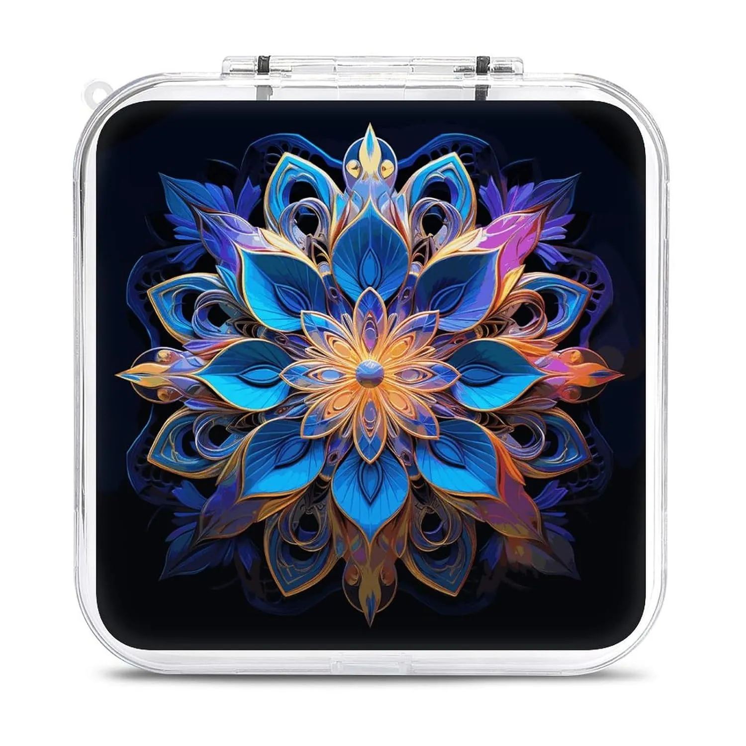 QMNBTES Rectangle Mandala Switch Game Case Switch Game Holder Cartridge Case Storage 12 Games & 2 Micro Sd Card Slots, Travel Carry Cases, Portable Games Card Storage, Hard Shell, Buckle Closure