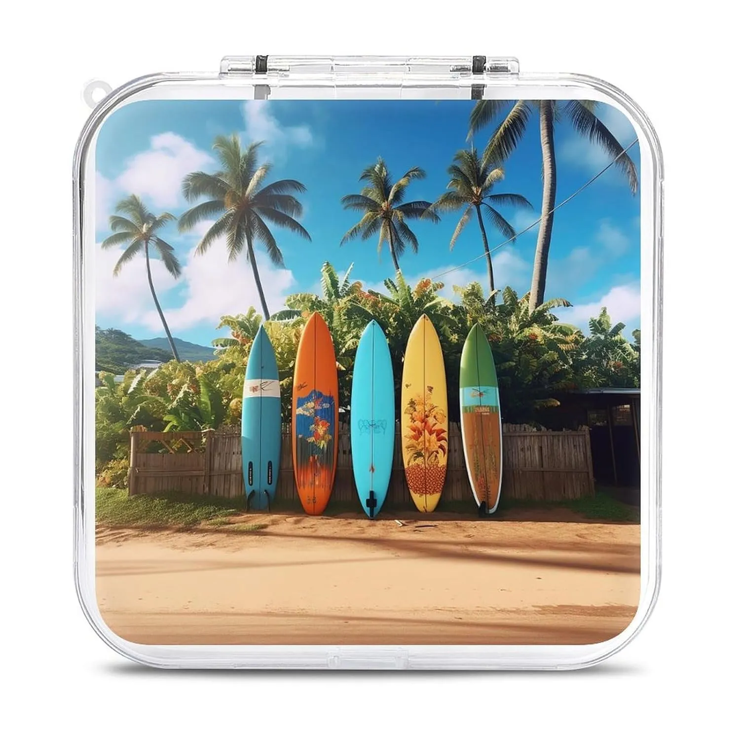 QMNBTES Surf's Up Surfboard Switch Game Case Switch Game Holder Cartridge Case Storage 12 Games & 2 Micro Sd Card Slots, Travel Carry Cases, Portable Games Card Storage, Hard Shell, Buckle Closure