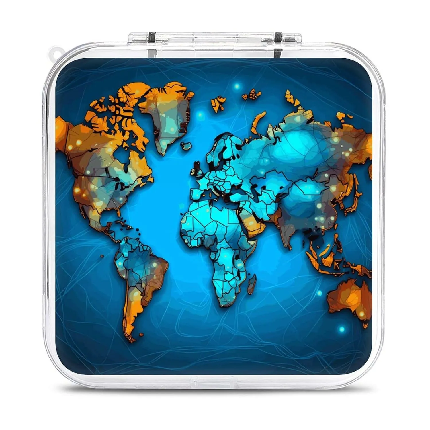 QMNBTES World Map Switch Game Case Switch Game Holder Cartridge Case Storage 12 Games & 2 Micro Sd Card Slots, Travel Carry Cases, Portable Games Card Storage, Hard Shell, Buckle Closure