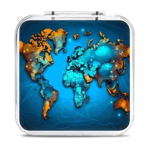 QMNBTES World Map Switch Game Case Switch Game Holder Cartridge Case Storage 12 Games & 2 Micro Sd Card Slots, Travel Carry Cases, Portable Games Card Storage, Hard Shell, Buckle Closure