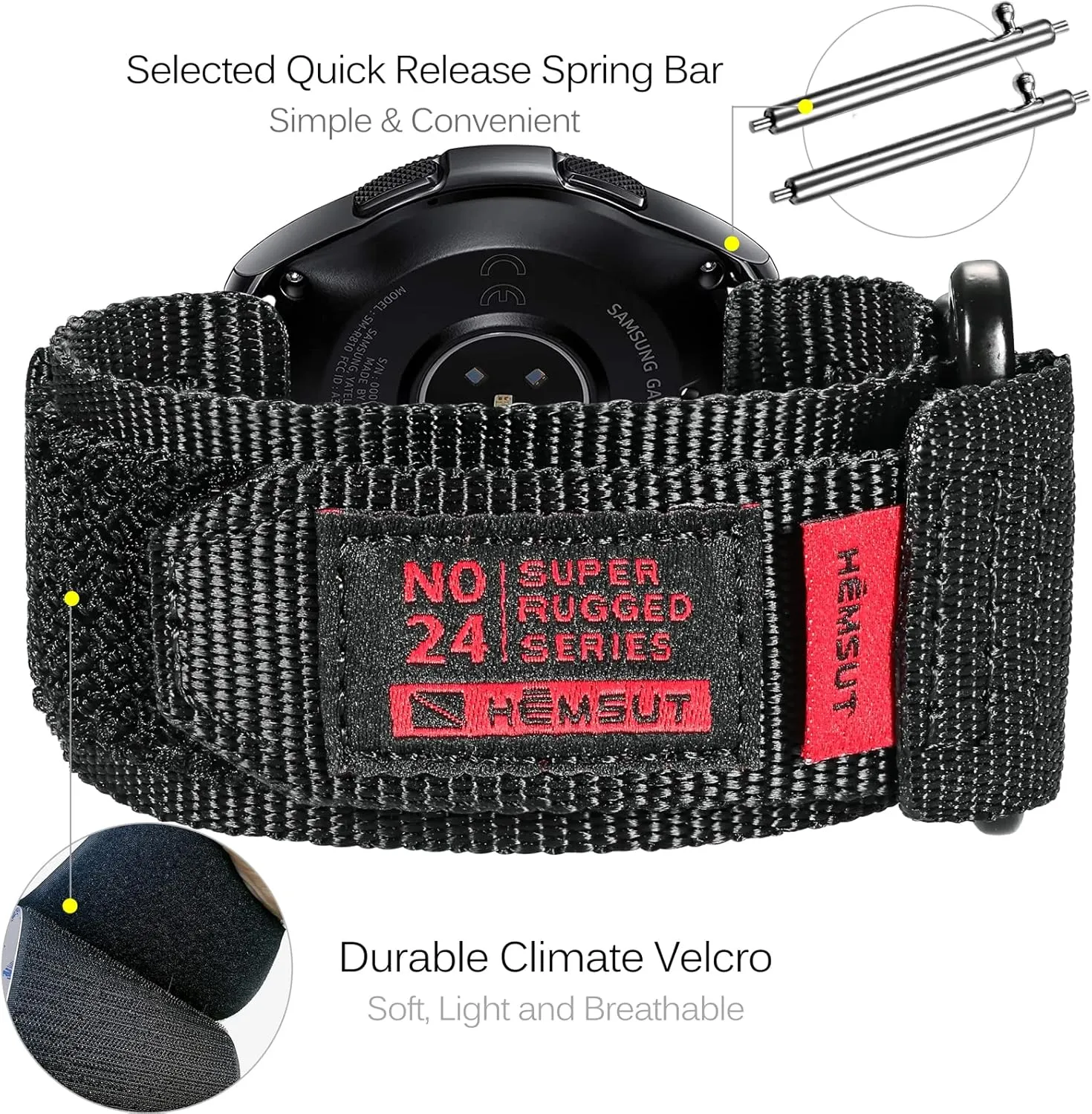 Quick Release Watch Band for Samsung Galaxy Watch 7/6/5/5 Pro/4/3/Gear S3/S2/Active 2, Nylon Strap for Amazfit GTS 4/4 Mini/3/2 /2e/2 mini, Bip 3 Pro/3/U Pro/Bip/Lite/S/S lite, Hook Loop Strap for Amazfit GTR 2e/ GTR 2/ GTR 3 Pro/GTR 3/ GTR 4