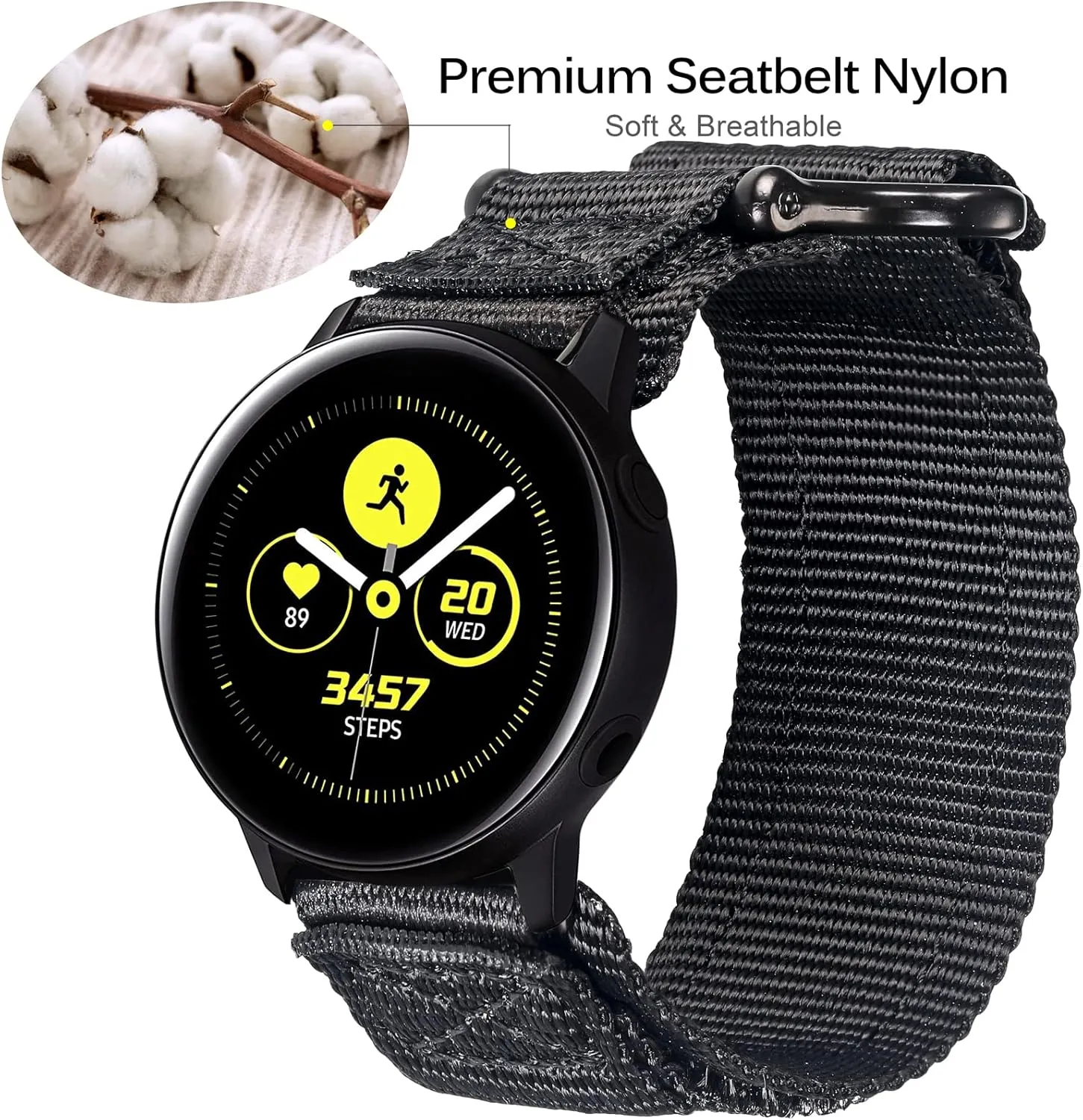 Quick Release Watch Band for Samsung Galaxy Watch 7/6/5/5 Pro/4/3/Gear S3/S2/Active 2, Nylon Strap for Amazfit GTS 4/4 Mini/3/2 /2e/2 mini, Bip 3 Pro/3/U Pro/Bip/Lite/S/S lite, Hook Loop Strap for Amazfit GTR 2e/ GTR 2/ GTR 3 Pro/GTR 3/ GTR 4