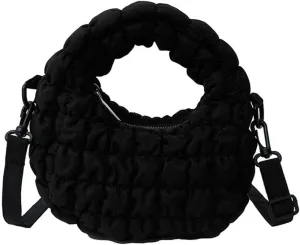 Quilted Puffer Tote Bag for Women Mini Purse Puff Bag Puffy Nylon Crossbody Bags Lightweight Carryall Bag Puffy Purses