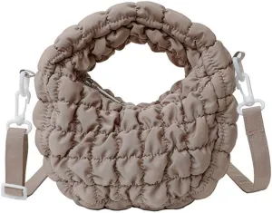 Quilted Puffer Tote Bag for Women Mini Purse Puff Bag Puffy Nylon Crossbody Bags Lightweight Carryall Bag Puffy Purses