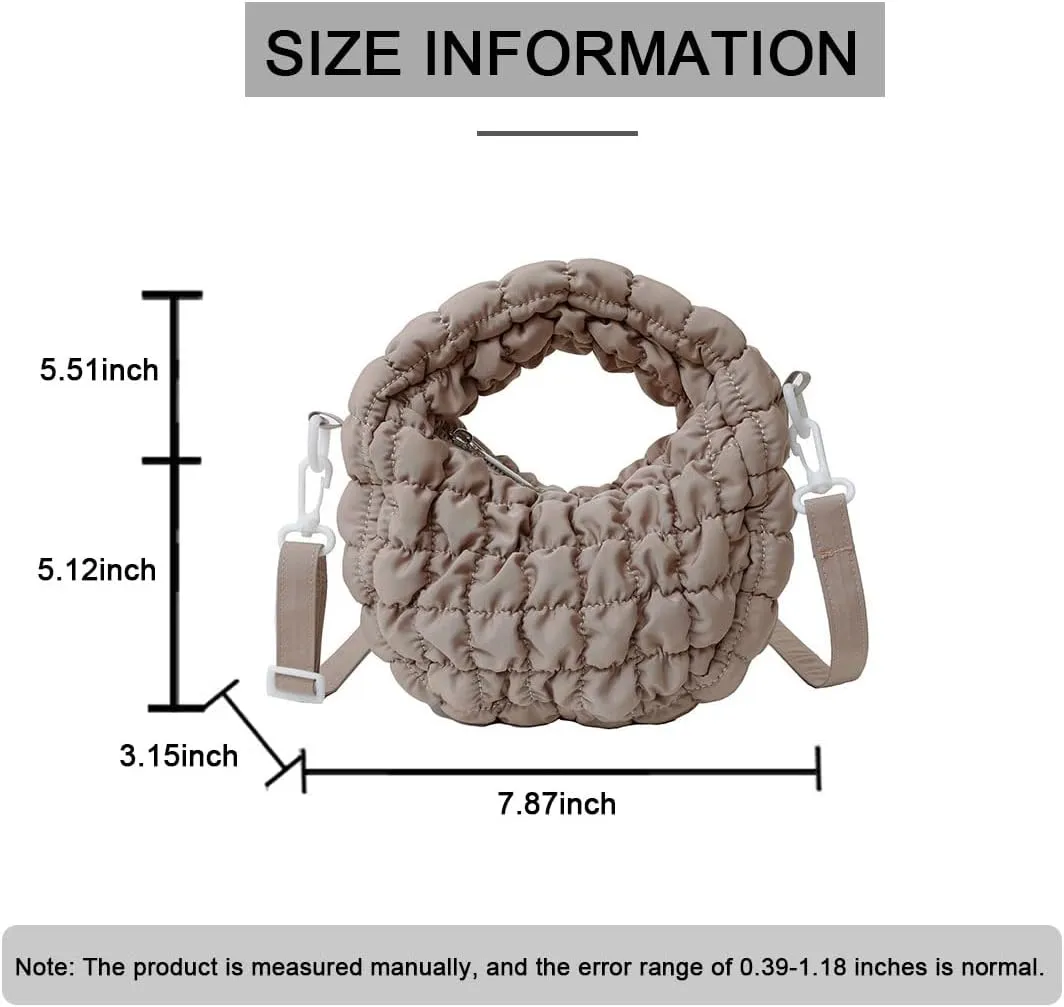 Quilted Puffer Tote Bag for Women Mini Purse Puff Bag Puffy Nylon Crossbody Bags Lightweight Carryall Bag Puffy Purses