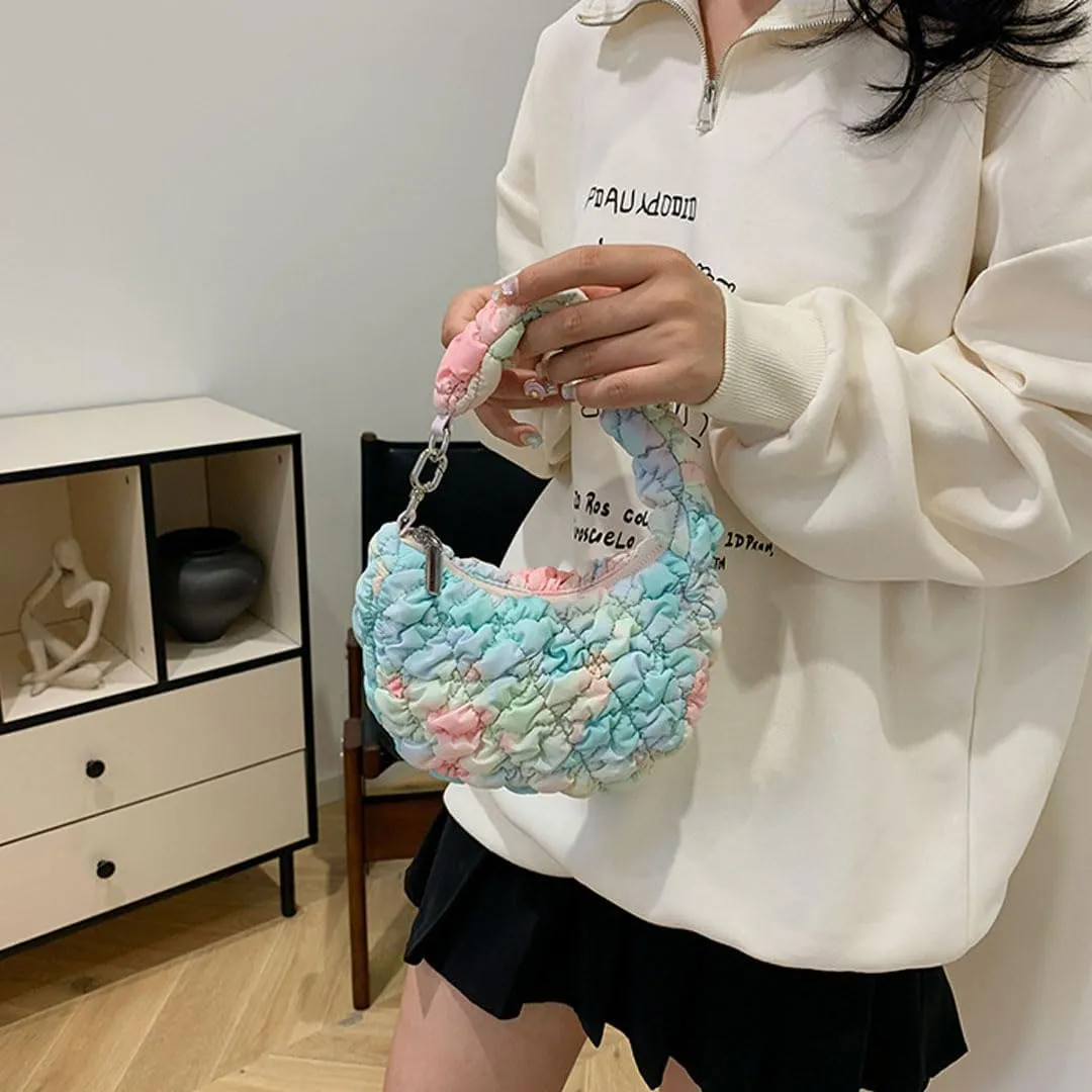 Quilted Tote Bag for Women Mini Puffer Bag Puffer Shoulder Bag Puffy Tote Bag Nylon Bag Lightweight Carryall Bag